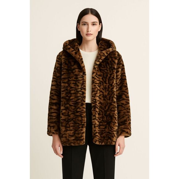Katie Todd | Leopard Print Faux Fur Oversized Coat Size S | NWT - Picture 1 of 11
